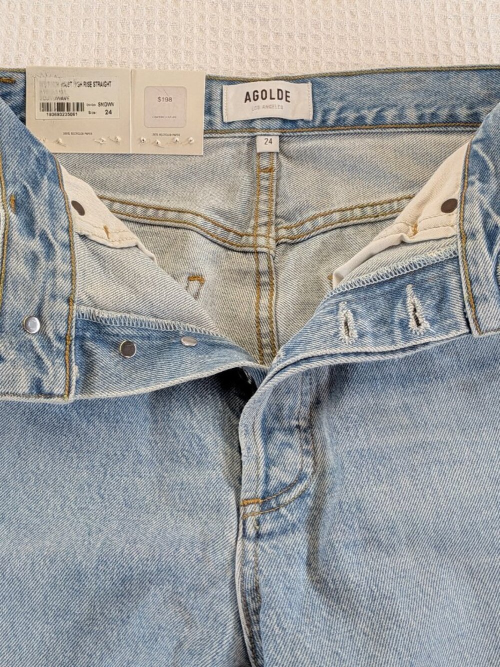 NWT AGOLDE 90s Pinch Waist Straight Soundwave 24 - Picture 11 of 16